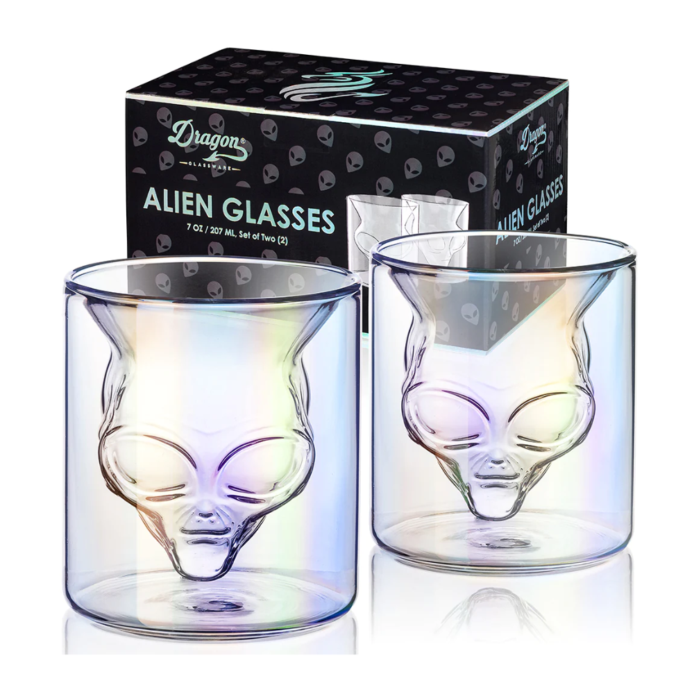 Glass Skull Double Shot Glasses - Set of 2